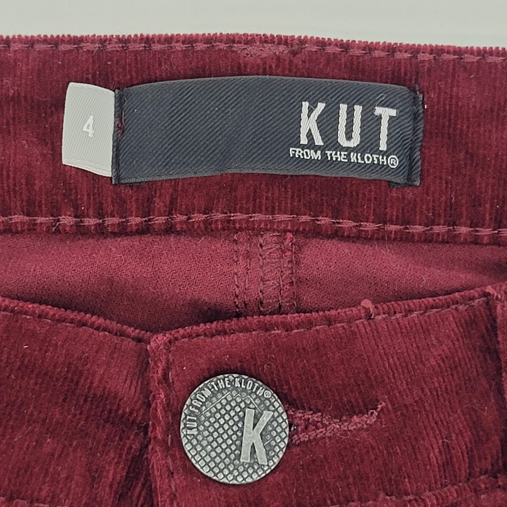 KUT FROM THE KLOTH Pants Diana Skinny Red Ruby Corduroy Cords Classic Size 4 - Picture 3 of 17